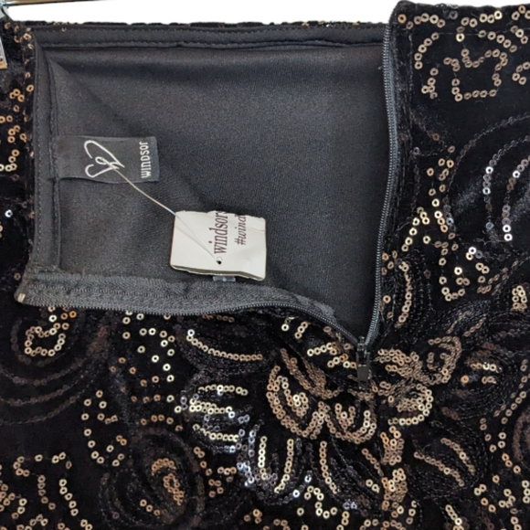 NWT Windsor Sequin Black & Gold Skirt L ✨ - Picture 10 of 11